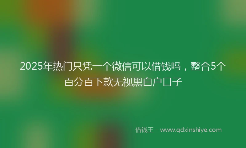 2025年热门只凭一个微信可以借钱吗，整合5个百分百下款无视黑白户口子