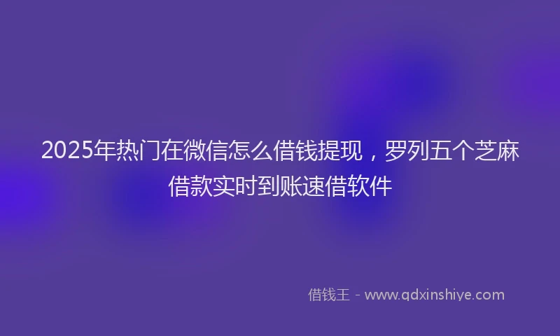 2025年热门在微信怎么借钱提现，罗列五个芝麻借款实时到账速借软件