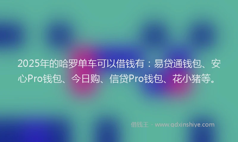 2025年的哈罗单车可以借钱有：易贷通钱包、安心Pro钱包、今日购、信贷Pro钱包、花小猪等。