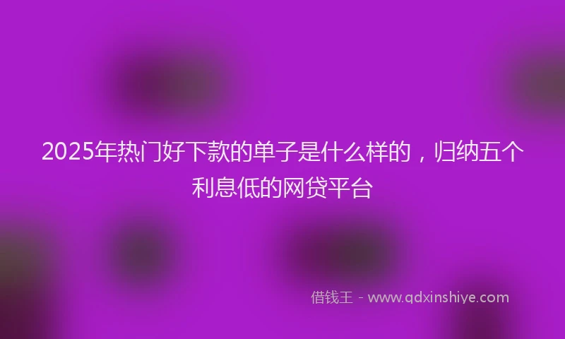2025年热门好下款的单子是什么样的，归纳五个利息低的网贷平台
