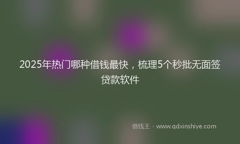 2025年热门哪种借钱最快，梳理5个秒批无面签贷款软件