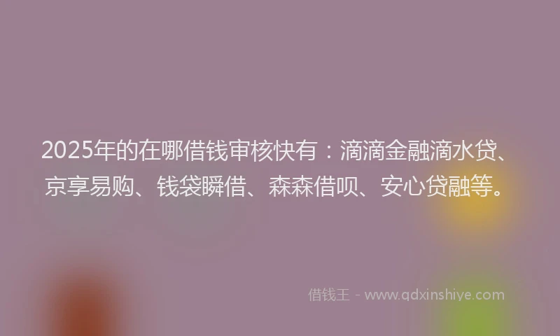 2025年的在哪借钱审核快有：滴滴金融滴水贷、京享易购、钱袋瞬借、森森借呗、安心贷融等。