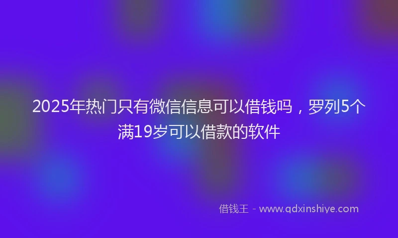 2025年热门只有微信信息可以借钱吗，罗列5个满19岁可以借款的软件