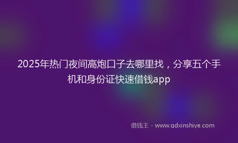 2025年热门夜间高炮口子去哪里找，分享五个手机和身份证快速借钱app