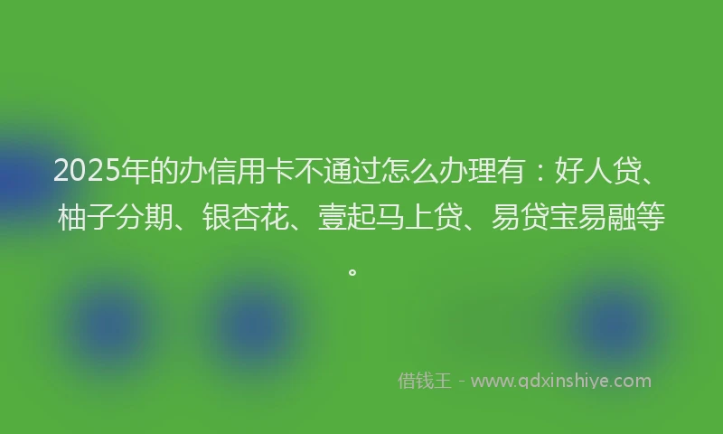 2025年的办信用卡不通过怎么办理有：好人贷、柚子分期、银杏花、壹起马上贷、易贷宝易融等。