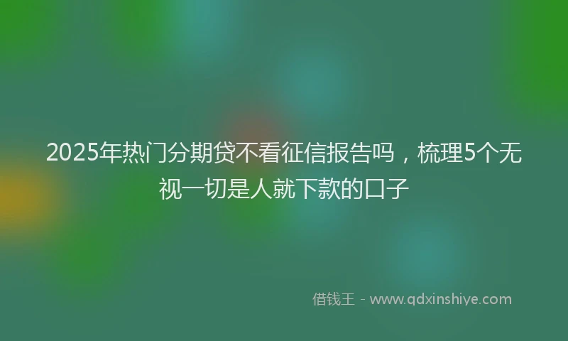 2025年热门分期贷不看征信报告吗，梳理5个无视一切是人就下款的口子