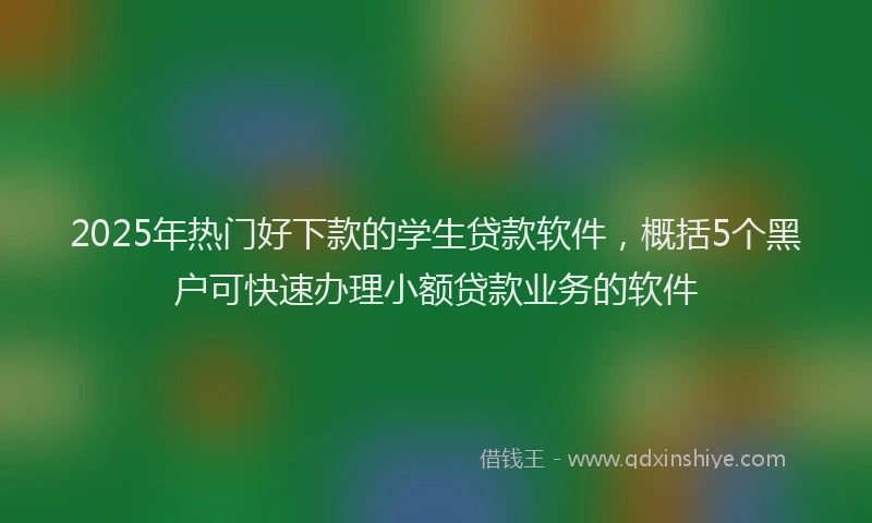 2025年热门好下款的学生贷款软件，概括5个黑户可快速办理小额贷款业务的软件