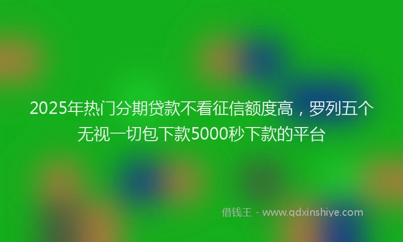 2025年热门分期贷款不看征信额度高，罗列五个无视一切包下款5000秒下款的平台