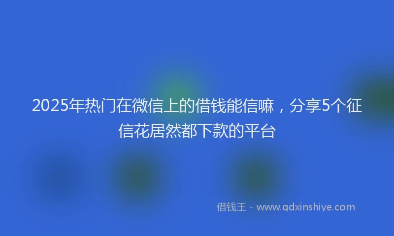 2025年热门在微信上的借钱能信嘛，分享5个征信花居然都下款的平台