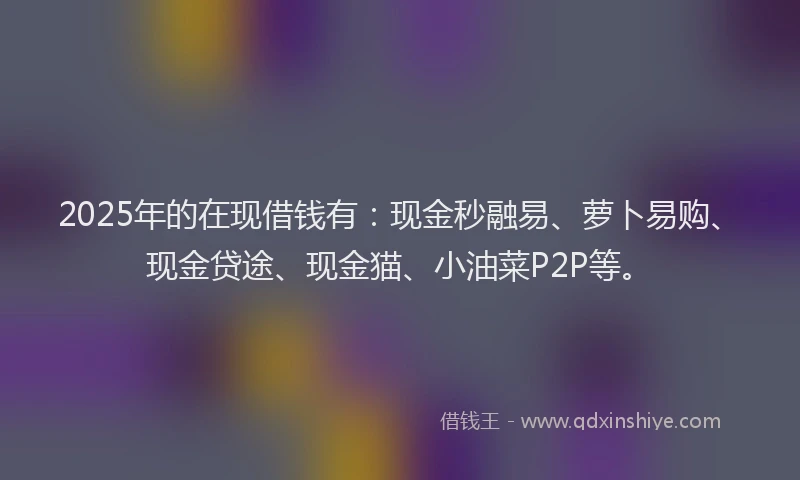2025年的在现借钱有：现金秒融易、萝卜易购、现金贷途、现金猫、小油菜P2P等。