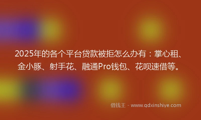 2025年的各个平台贷款被拒怎么办有：掌心租、金小豚、射手花、融通Pro钱包、花呗速借等。