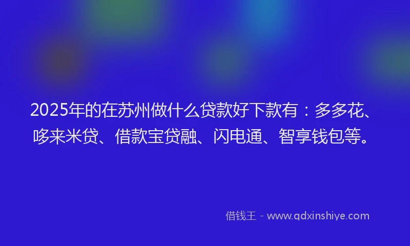 2025年的在苏州做什么贷款好下款有：多多花、哆来米贷、借款宝贷融、闪电通、智享钱包等。