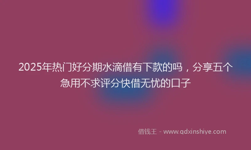 2025年热门好分期水滴借有下款的吗，分享五个急用不求评分快借无忧的口子