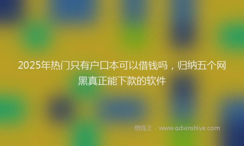2025年热门只有户口本可以借钱吗，归纳五个网黑真正能下款的软件
