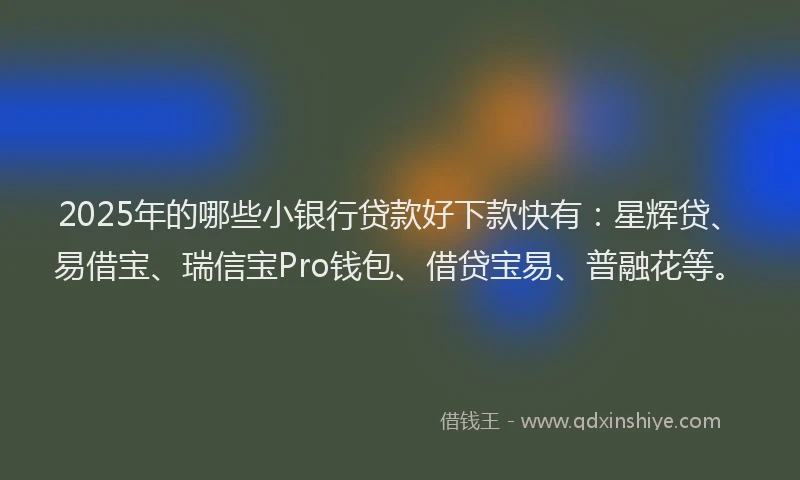 2025年的哪些小银行贷款好下款快有：星辉贷、易借宝、瑞信宝Pro钱包、借贷宝易、普融花等。