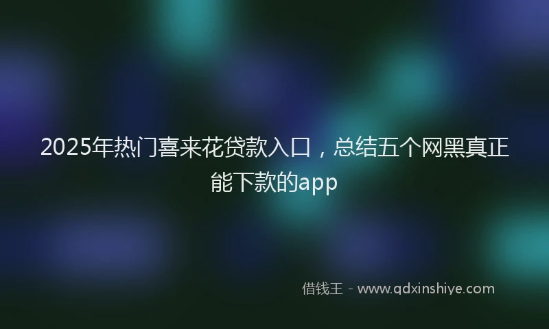 2025年热门喜来花贷款入口，总结五个网黑真正能下款的app
