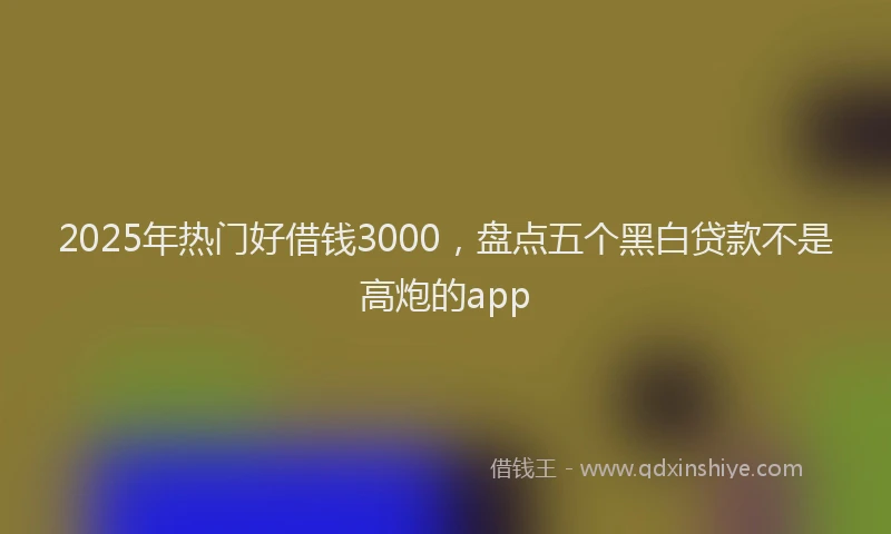 2025年热门好借钱3000，盘点五个黑白贷款不是高炮的app