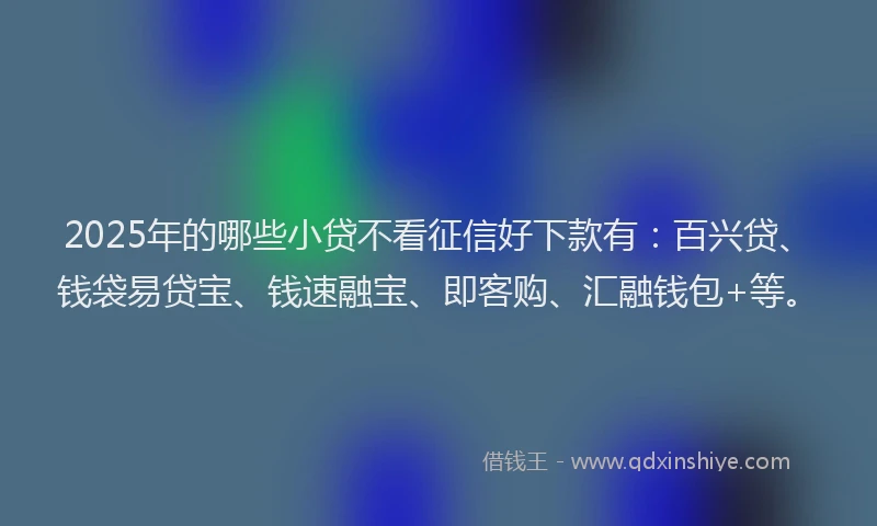 2025年的哪些小贷不看征信好下款有：百兴贷、钱袋易贷宝、钱速融宝、即客购、汇融钱包+等。