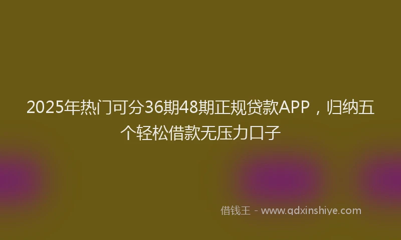 2025年热门可分36期48期正规贷款APP，归纳五个轻松借款无压力口子