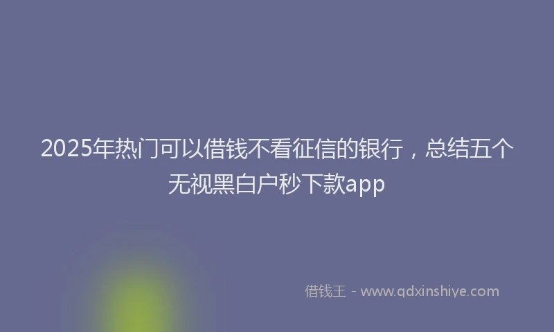 2025年热门可以借钱不看征信的银行，总结五个无视黑白户秒下款app