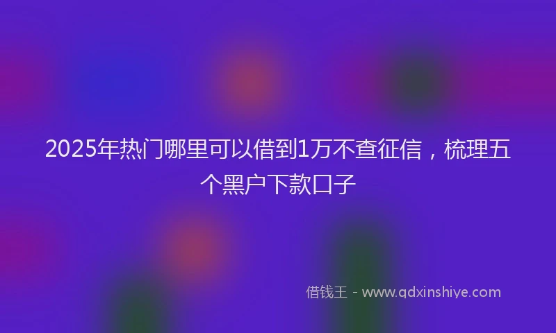 2025年热门哪里可以借到1万不查征信，梳理五个黑户下款口子
