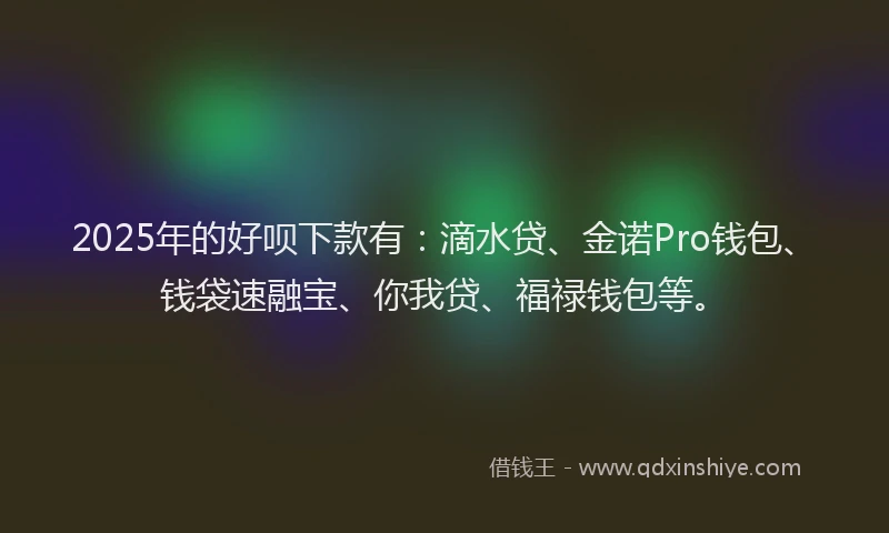 2025年的好呗下款有：滴水贷、金诺Pro钱包、钱袋速融宝、你我贷、福禄钱包等。
