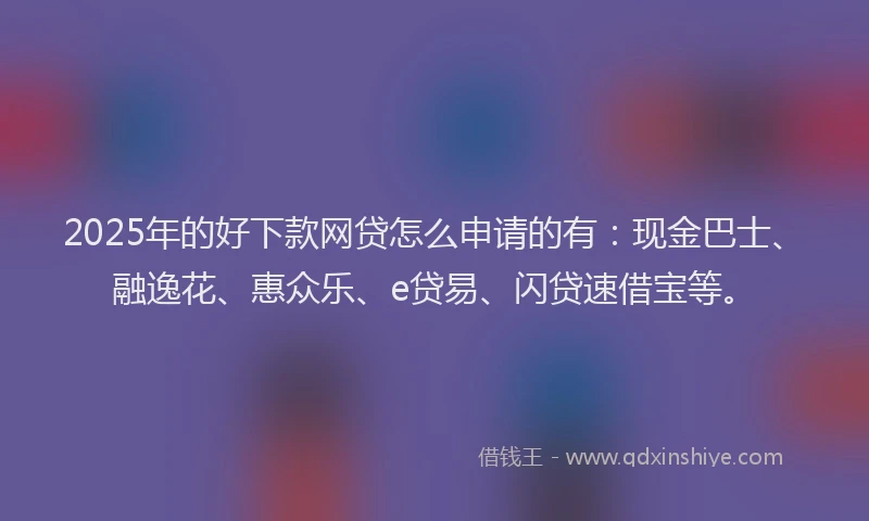 2025年的好下款网贷怎么申请的有：现金巴士、融逸花、惠众乐、e贷易、闪贷速借宝等。