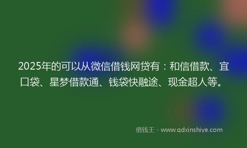 2025年的可以从微信借钱网贷有：和信借款、宜口袋、星梦借款通、钱袋快融途、现金超人等。