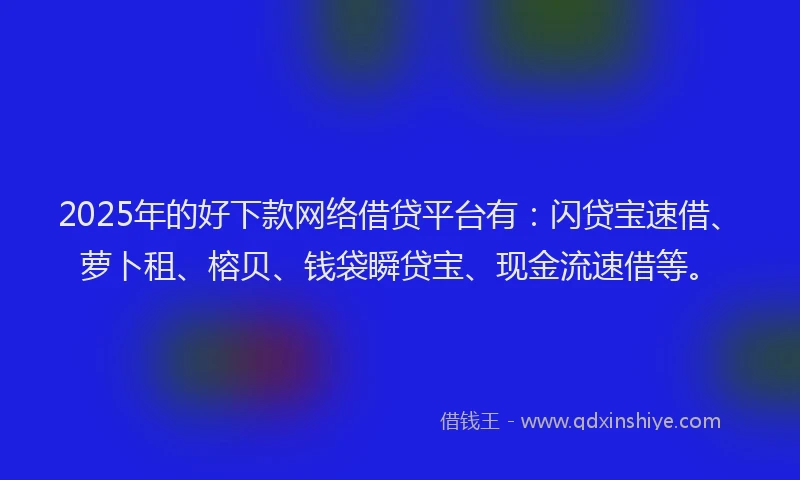 2025年的好下款网络借贷平台有：闪贷宝速借、萝卜租、榕贝、钱袋瞬贷宝、现金流速借等。