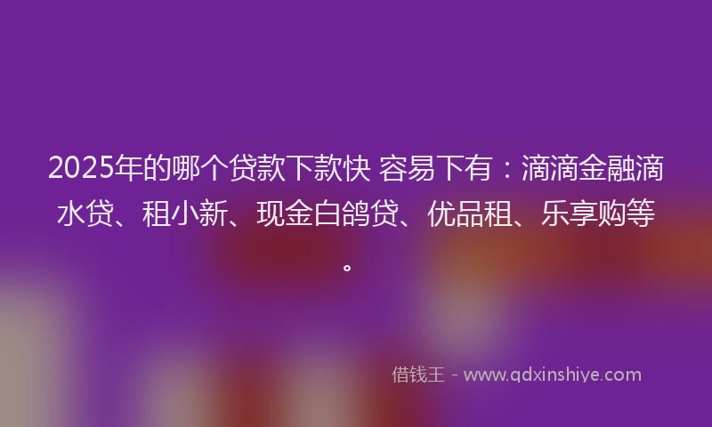 2025年的哪个贷款下款快 容易下有：滴滴金融滴水贷、租小新、现金白鸽贷、优品租、乐享购等。