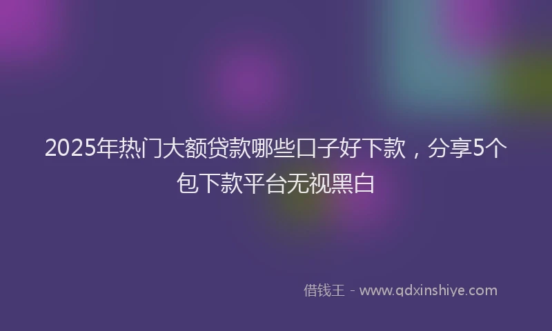 2025年热门大额贷款哪些口子好下款，分享5个包下款平台无视黑白