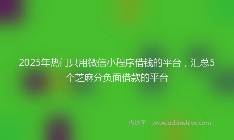2025年热门只用微信小程序借钱的平台，汇总5个芝麻分负面借款的平台