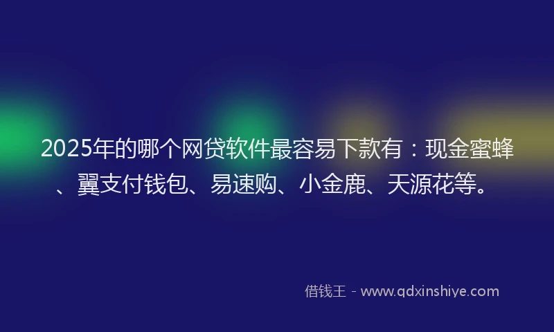 2025年的哪个网贷软件最容易下款有：现金蜜蜂、翼支付钱包、易速购、小金鹿、天源花等。