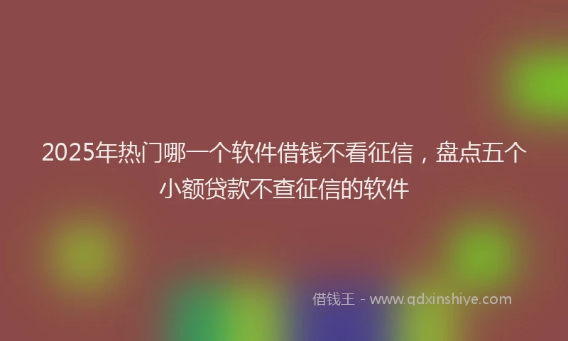 2025年热门哪一个软件借钱不看征信，盘点五个小额贷款不查征信的软件