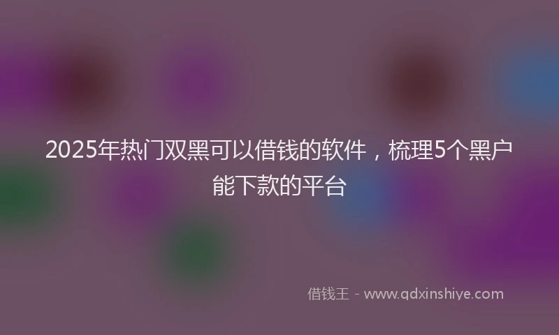 2025年热门双黑可以借钱的软件，梳理5个黑户能下款的平台