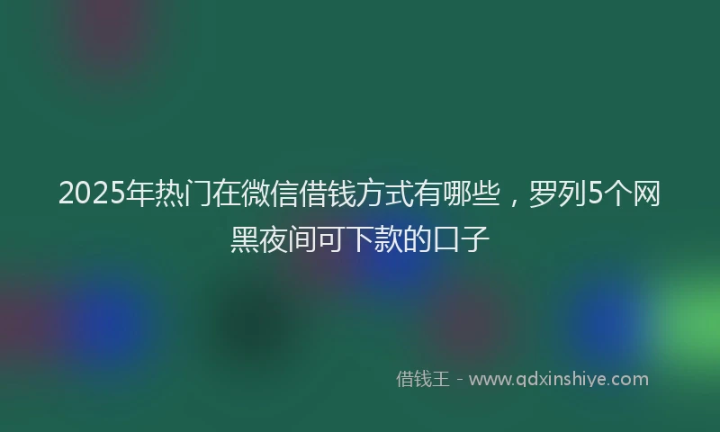 2025年热门在微信借钱方式有哪些，罗列5个网黑夜间可下款的口子