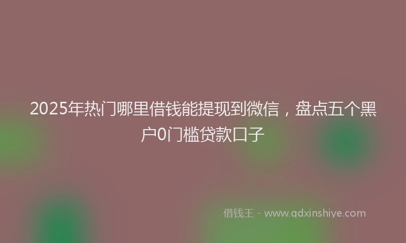 2025年热门哪里借钱能提现到微信，盘点五个黑户0门槛贷款口子