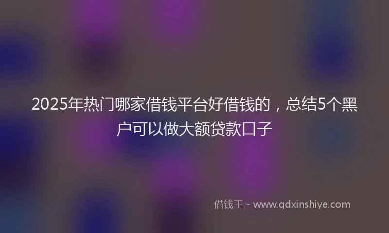 2025年热门哪家借钱平台好借钱的，总结5个黑户可以做大额贷款口子