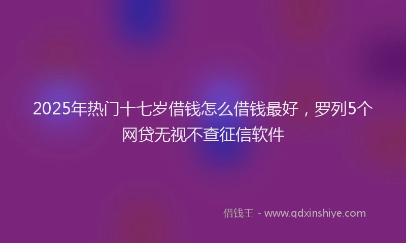 2025年热门十七岁借钱怎么借钱最好，罗列5个网贷无视不查征信软件