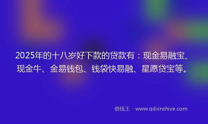 2025年的十八岁好下款的贷款有：现金易融宝、现金牛、金易钱包、钱袋快易融、星愿贷宝等。