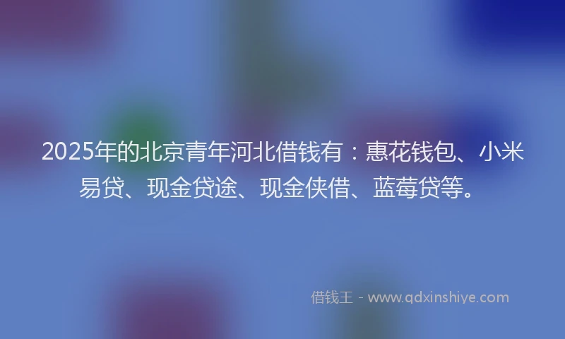 2025年的北京青年河北借钱有：惠花钱包、小米易贷、现金贷途、现金侠借、蓝莓贷等。