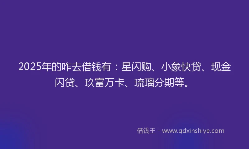 2025年的咋去借钱有：星闪购、小象快贷、现金闪贷、玖富万卡、琉璃分期等。