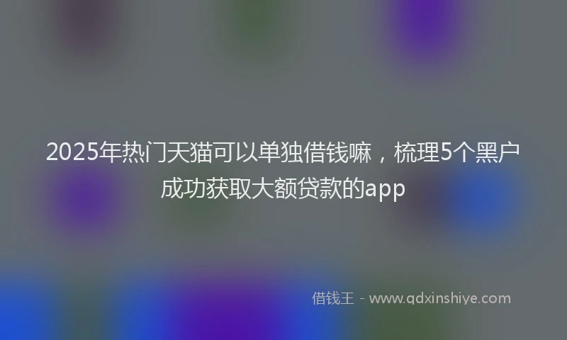 2025年热门天猫可以单独借钱嘛，梳理5个黑户成功获取大额贷款的app