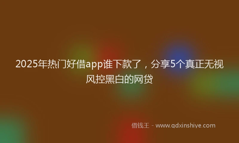 2025年热门好借app谁下款了，分享5个真正无视风控黑白的网贷