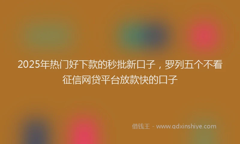 2025年热门好下款的秒批新口子，罗列五个不看征信网贷平台放款快的口子