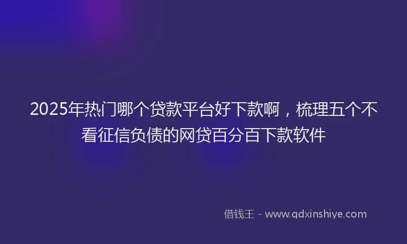 2025年热门哪个贷款平台好下款啊，梳理五个不看征信负债的网贷百分百下款软件