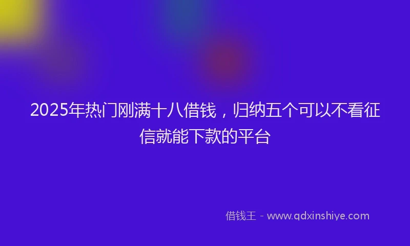 2025年热门刚满十八借钱，归纳五个可以不看征信就能下款的平台