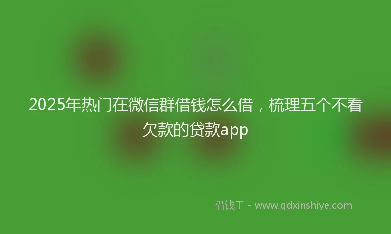 2025年热门在微信群借钱怎么借，梳理五个不看欠款的贷款app