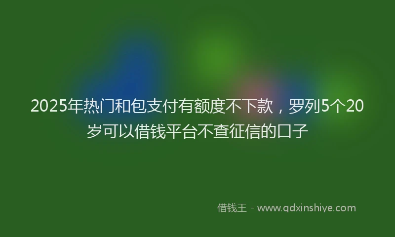 2025年热门和包支付有额度不下款，罗列5个20岁可以借钱平台不查征信的口子