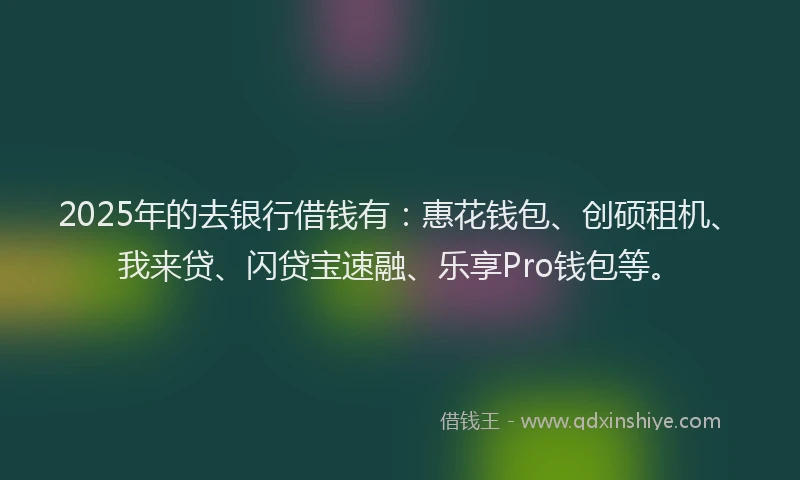 2025年的去银行借钱有：惠花钱包、创硕租机、我来贷、闪贷宝速融、乐享Pro钱包等。